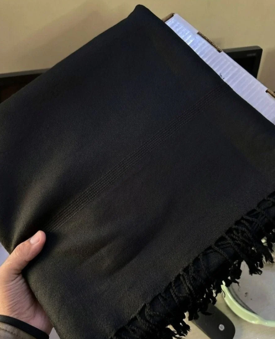 64 wool plain black Shawl