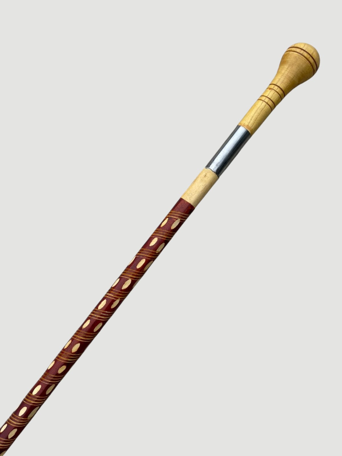 Heavy-Duty Wooden Walking Stick with Steel tube & Ergonomic Handle white