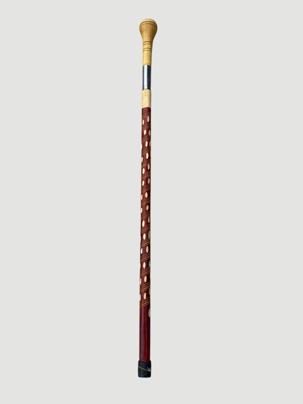 Heavy-Duty Wooden Walking Stick with Steel tube & Ergonomic Handle white