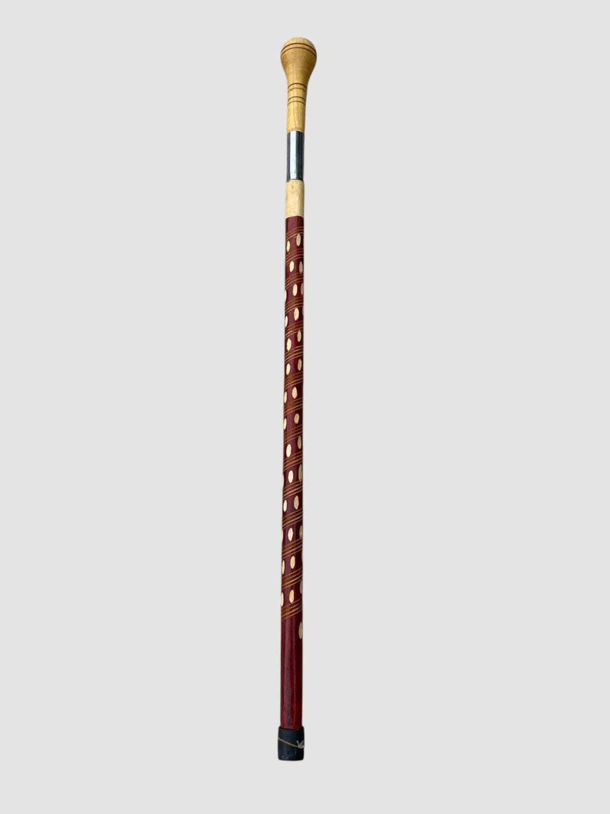 Heavy-Duty Wooden Walking Stick with Steel tube & Ergonomic Handle white