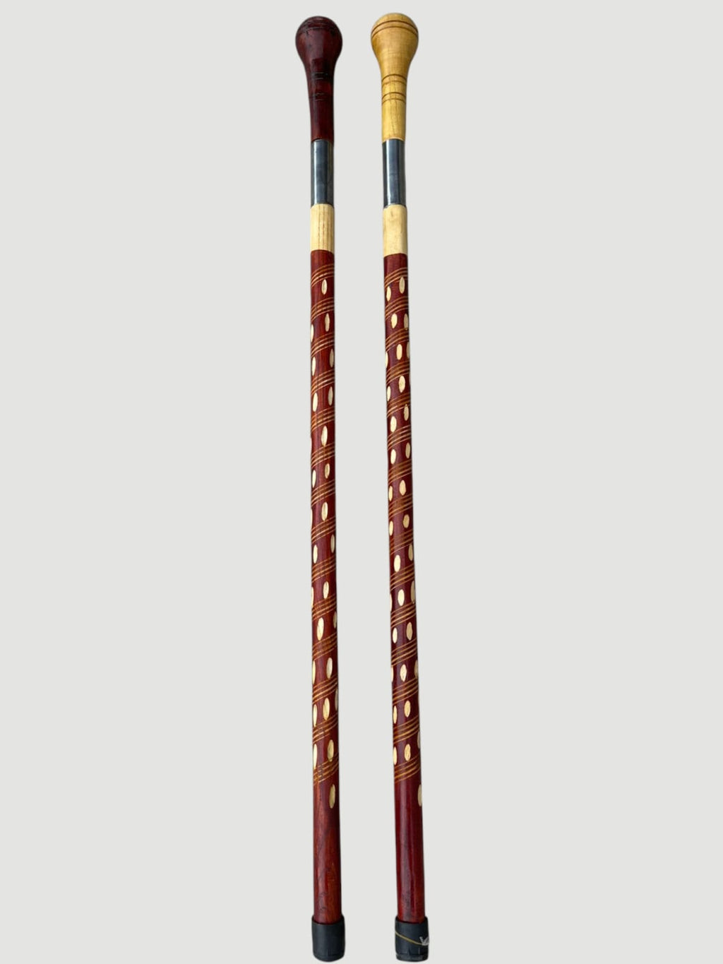 Heavy-Duty Wooden Walking Stick with Steel tube & Ergonomic Handle white