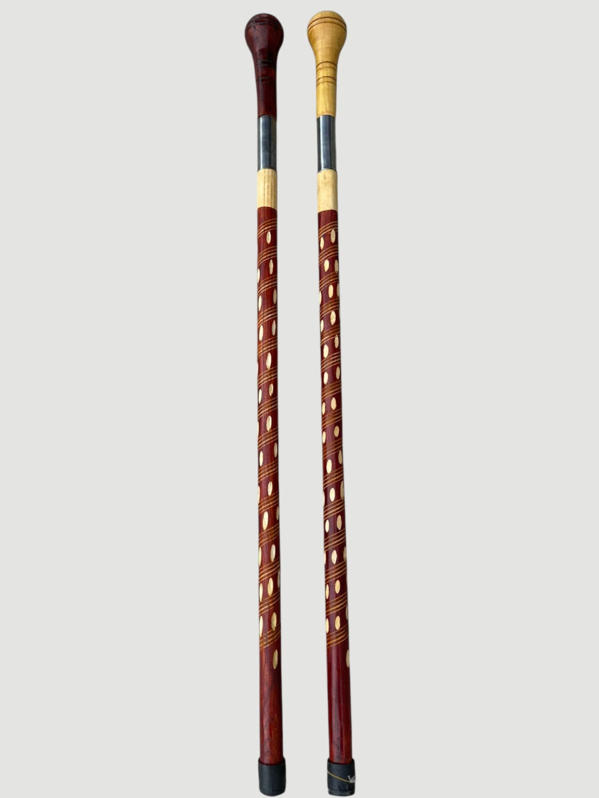 Heavy-Duty Wooden Walking Stick with Steel tube & Ergonomic Handle white
