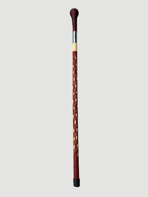 Heavy-Duty Wooden Walking Stick with Steel tube & Ergonomic Handle Brown