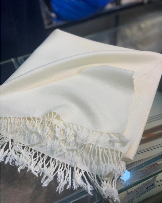 64 wool plain white Shawl